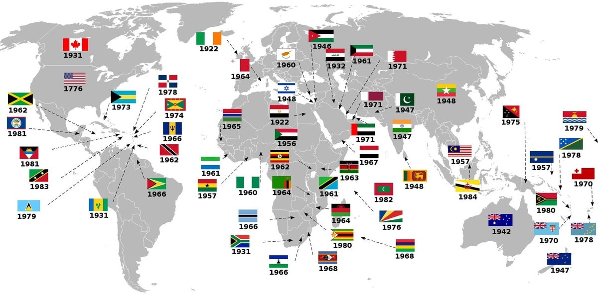 Countries that left the UK map