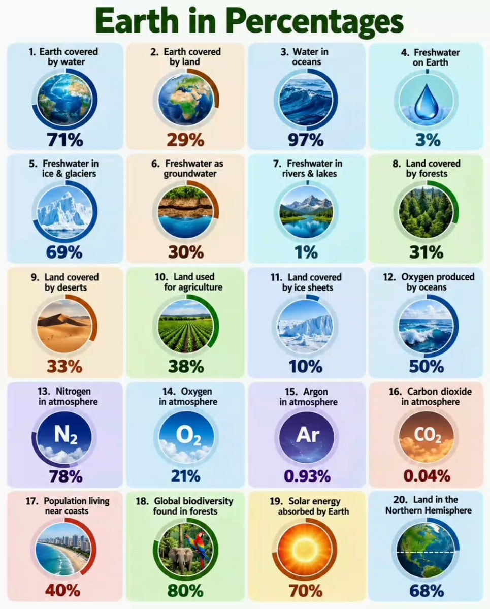 Earth in Percentages breakdown
