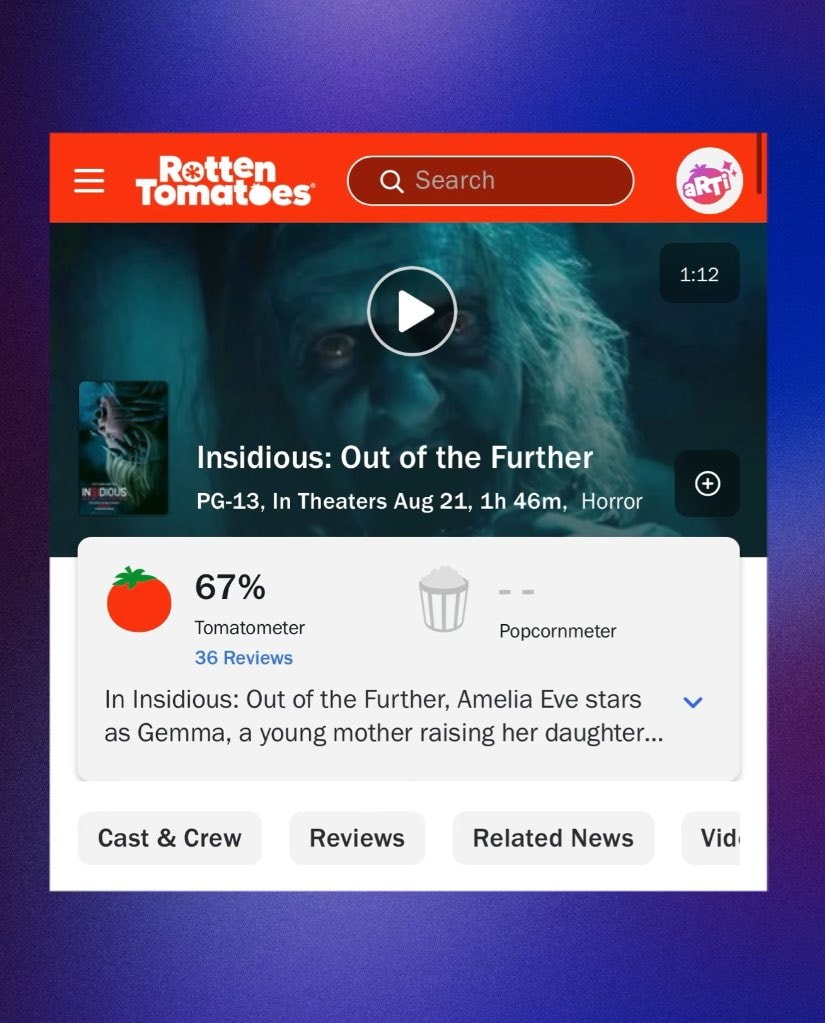 INSIDIOUS: OUT OF THE FURTHER Rotten Tomatoes score (photo 2 of 2)