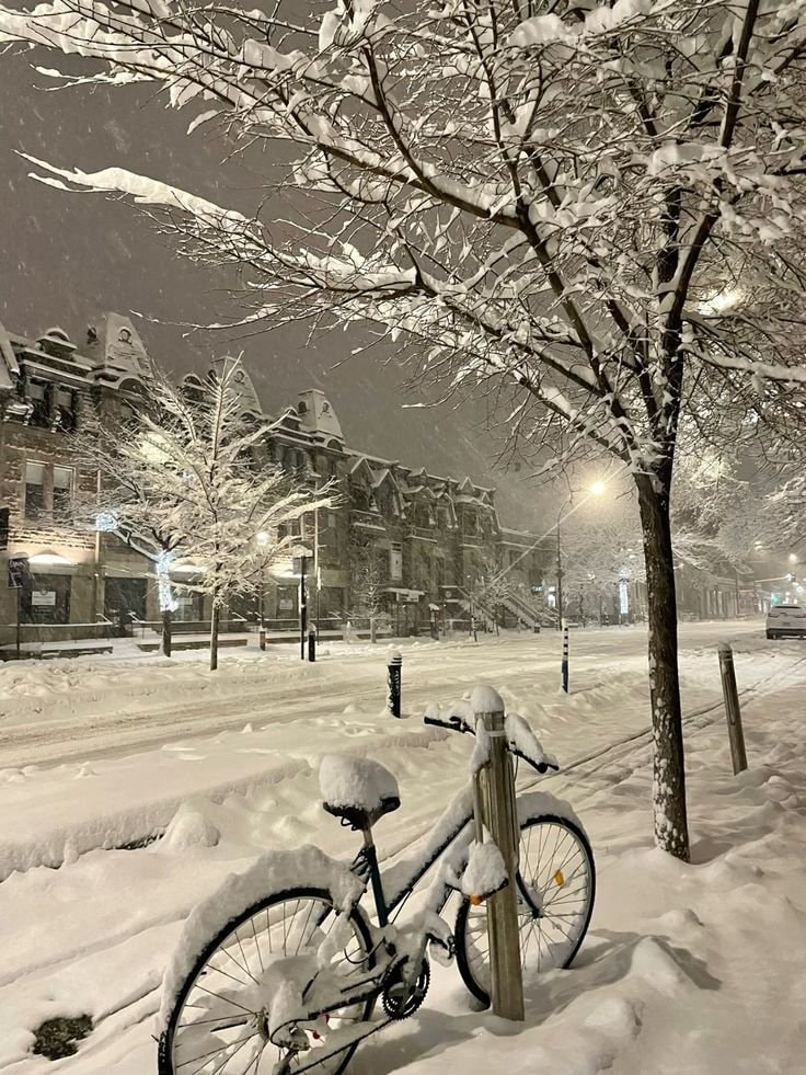 bicycle on snow street