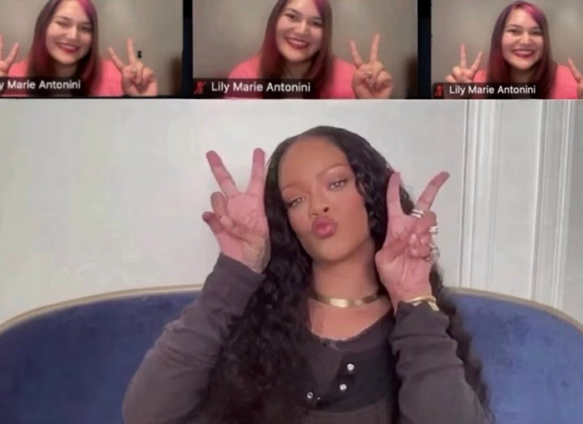 Rihanna Zoom call moment