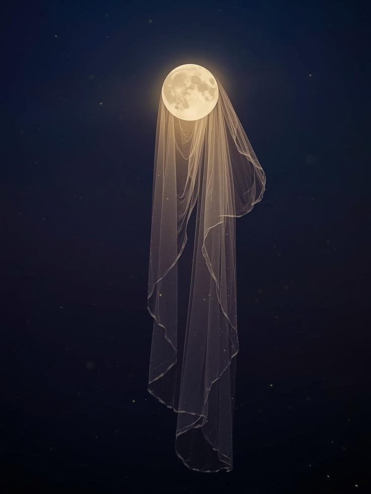 ghostly moon figure in sheer fabric (photo 2 of 2)