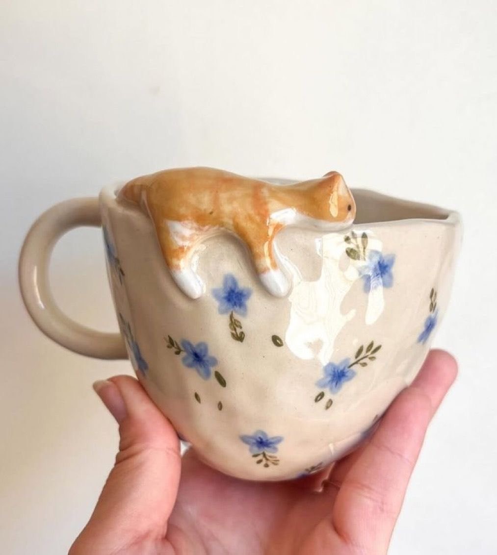 Cat handle ceramic mug (photo 2 of 2)