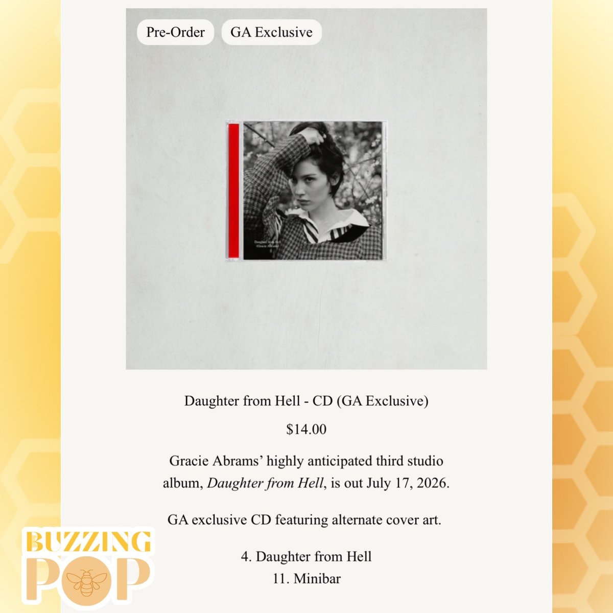 Gracie Abrams Daughter from Hell tracklist (photo 2 of 2)