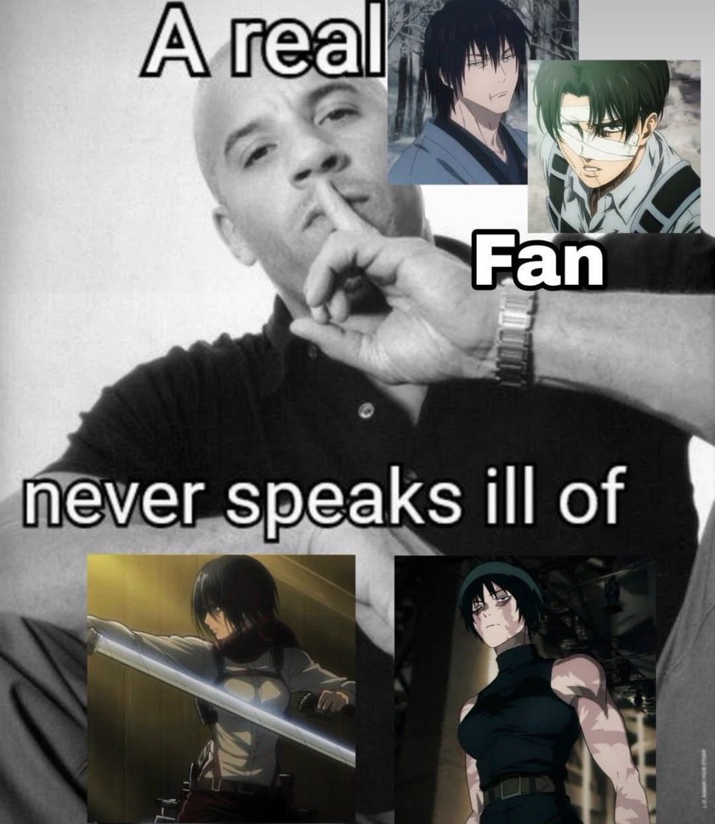 Mikasa Levi Makima Vin Diesel meme