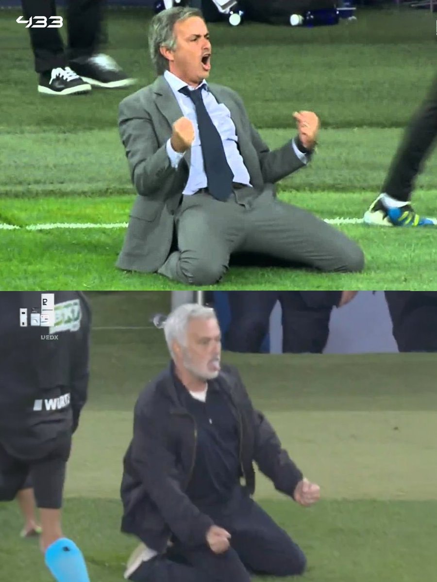 Jose Mourinho on his knees
