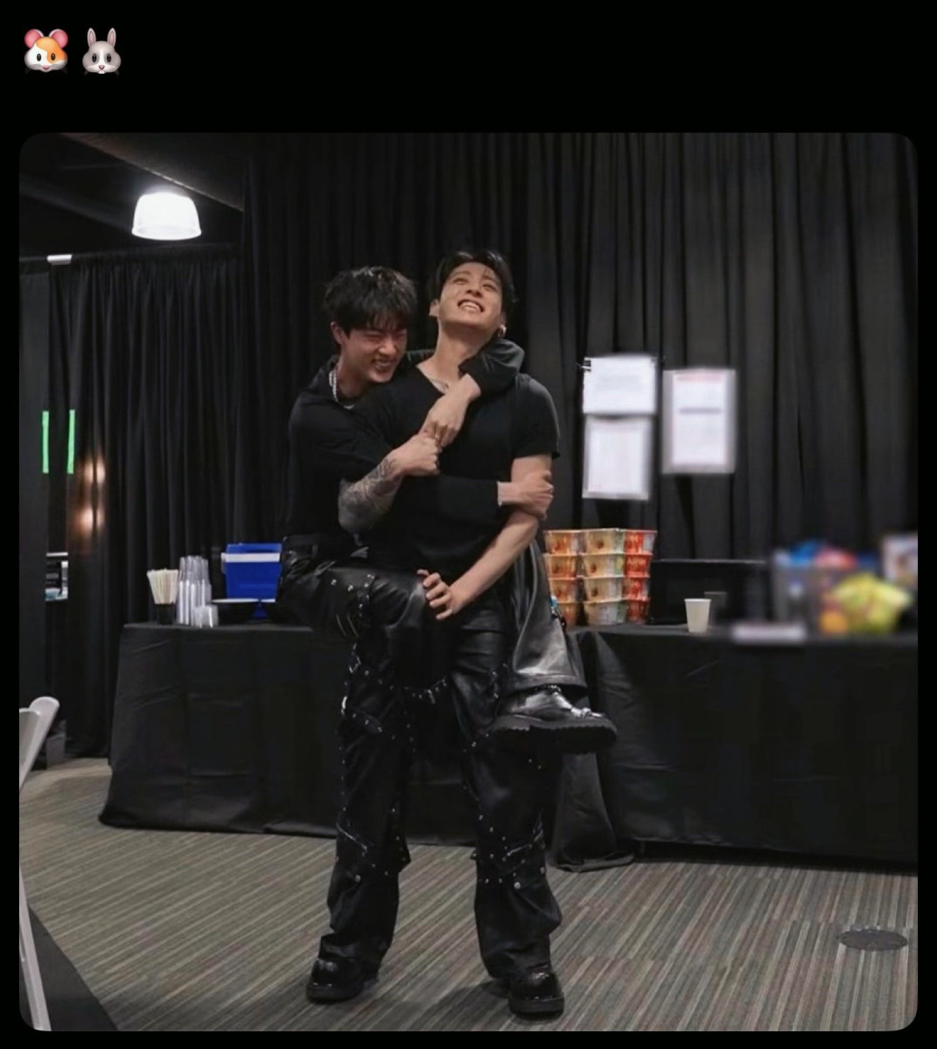piggyback backstage moment