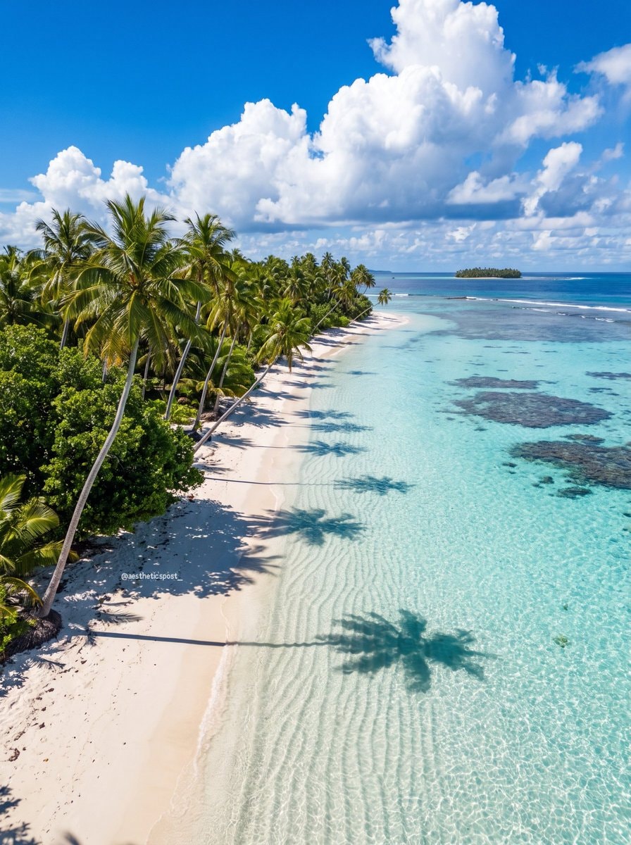 tropical beach with palm trees