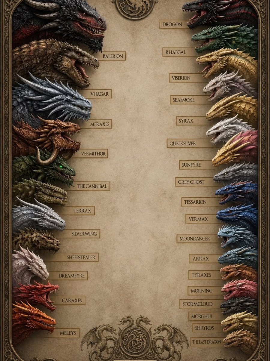 Game of Thrones and House of the Dragon dragons bestiary Game of Thrones and House of the Dragon dragons bestiary