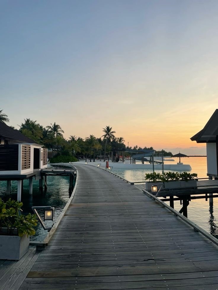 Maldives summer resort sunset