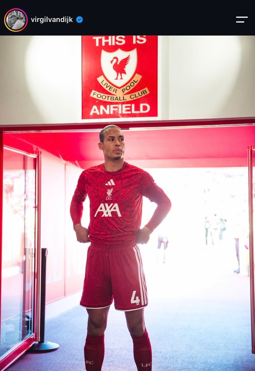 Virgil van Dijk Anfield tunnel post