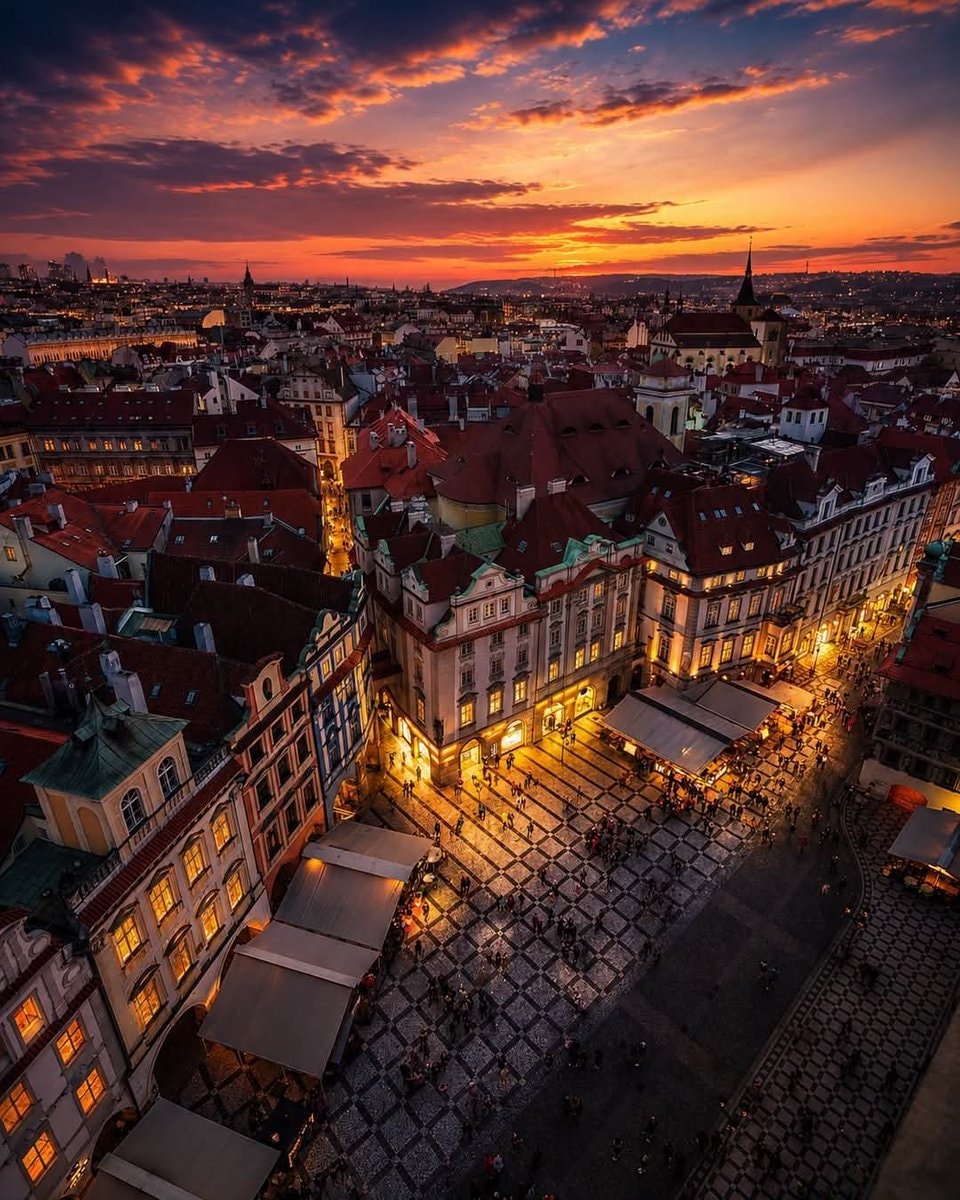 Old Town Square Prague sunset