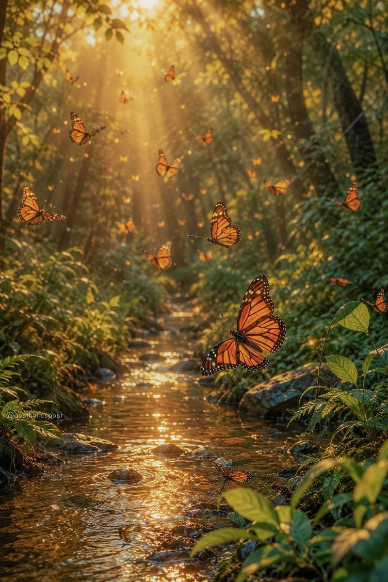 monarch butterflies in forest