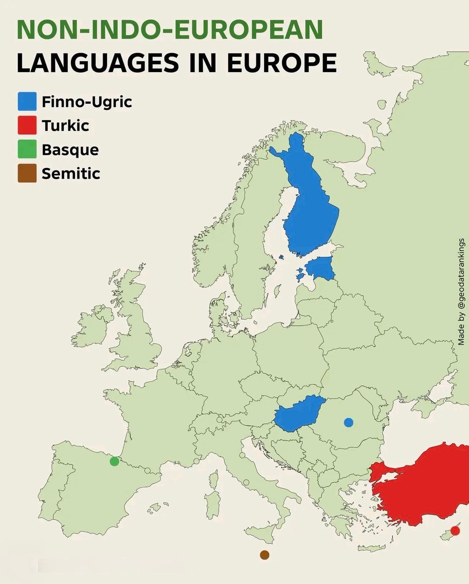 Non-Indo-European languages map of Europe