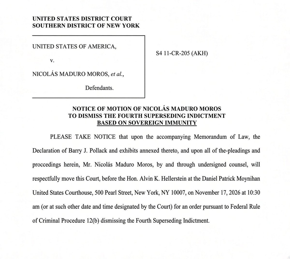 Nicolás Maduro sovereign immunity motion (photo 1 of 2)