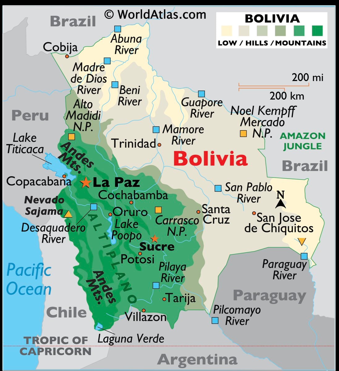 Bolivia map and facts