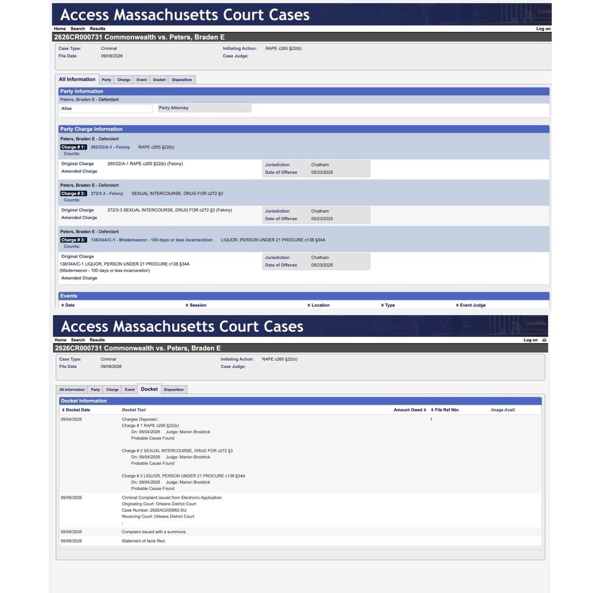 Clavicular Massachusetts court filing