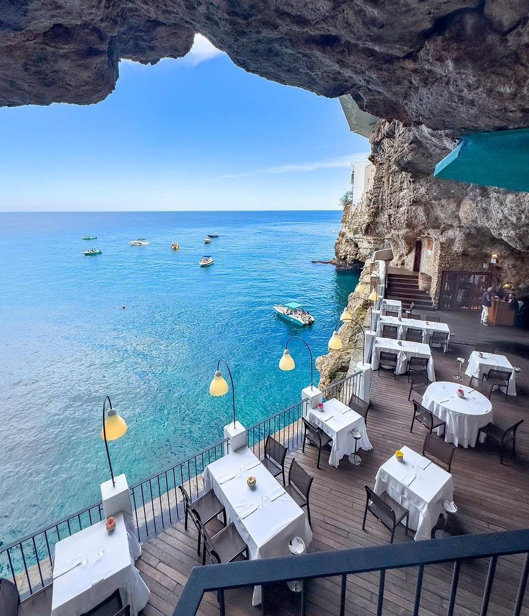 Cliffside restaurant in Puglia Italy