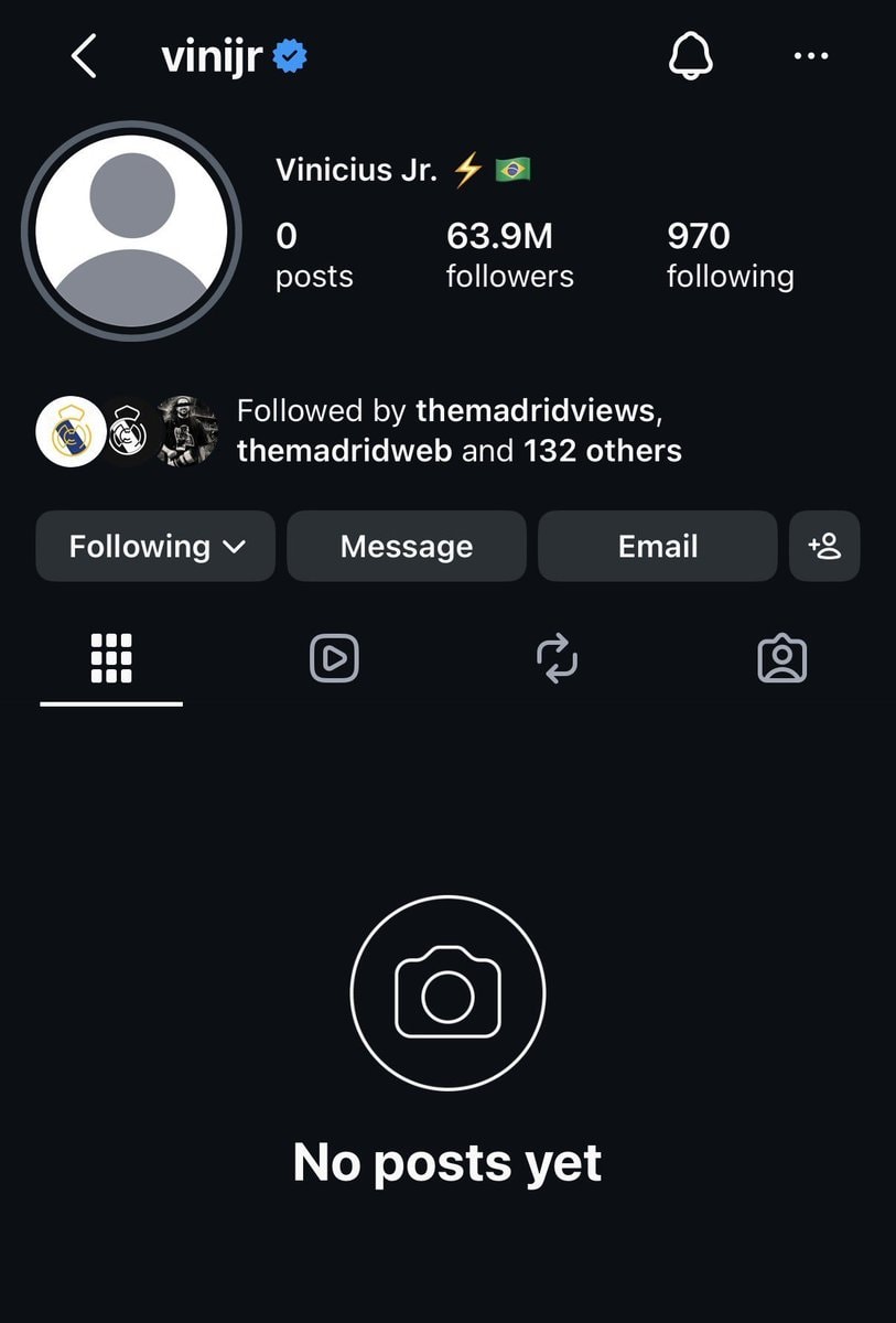 Vinicius Jr. Instagram highlights gone Vinicius Jr. Instagram highlights gone