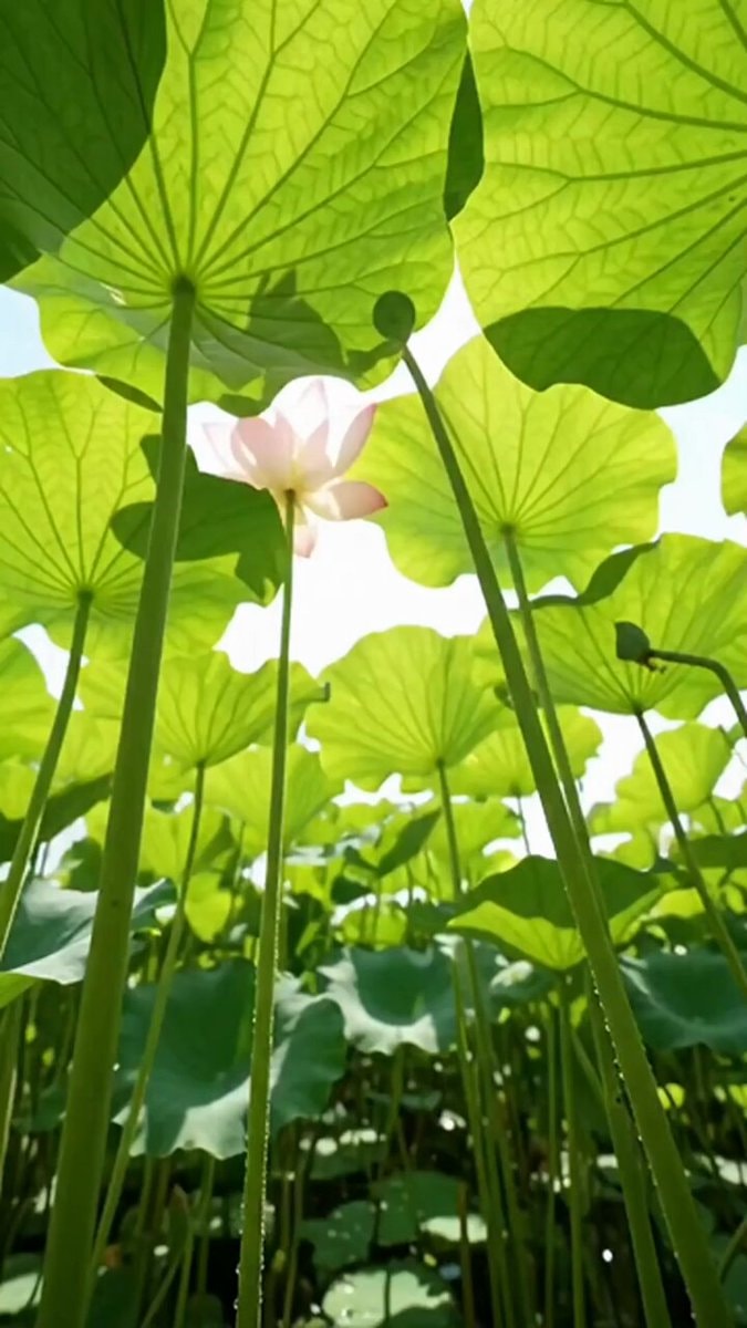 lotus pond scene from below water