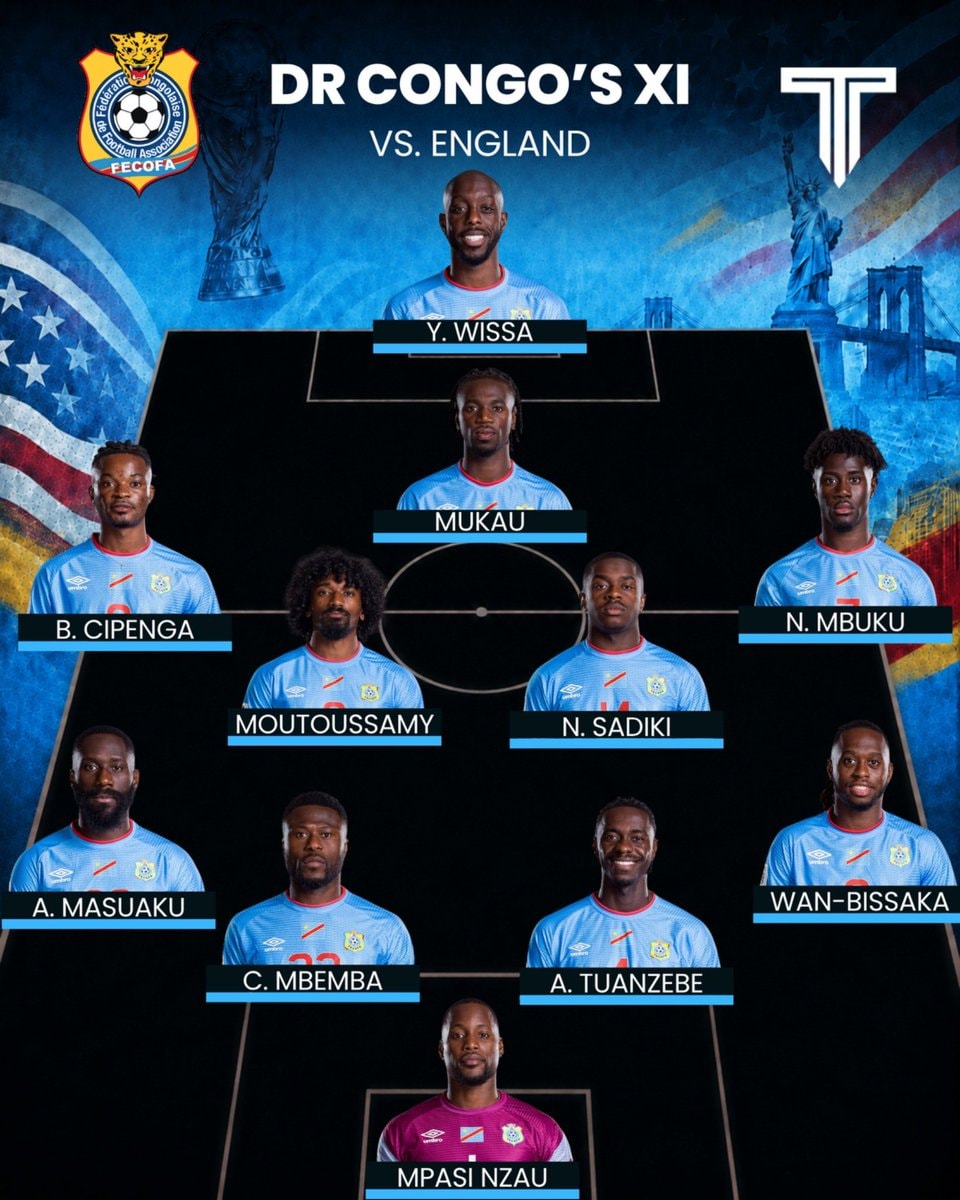 DR Congo lineup vs England