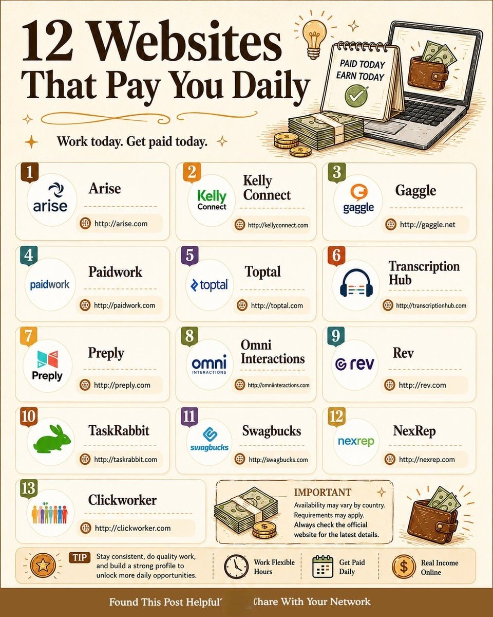 websites that pay daily