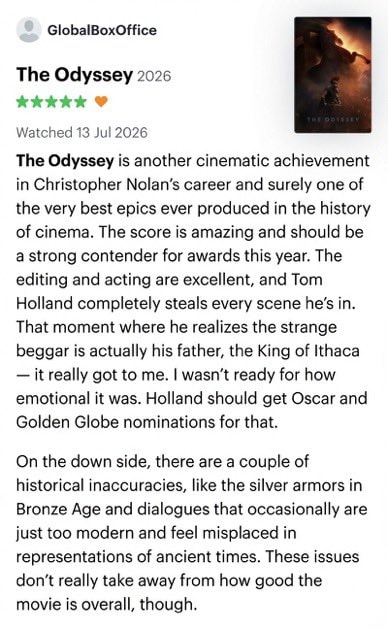 The Odyssey 2026 review ★★★★★