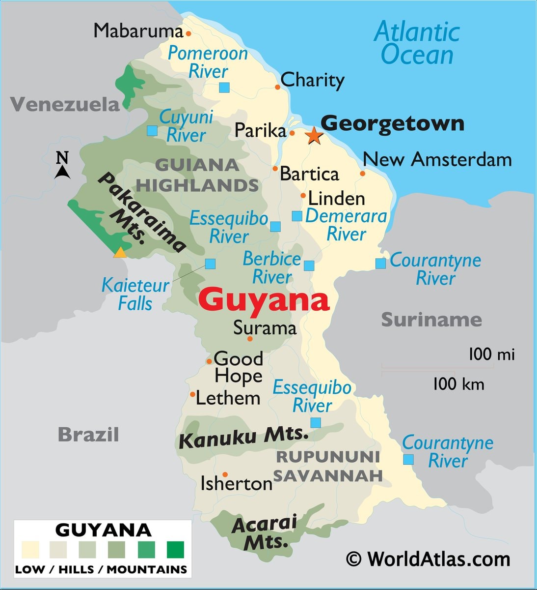 Guyana map and facts