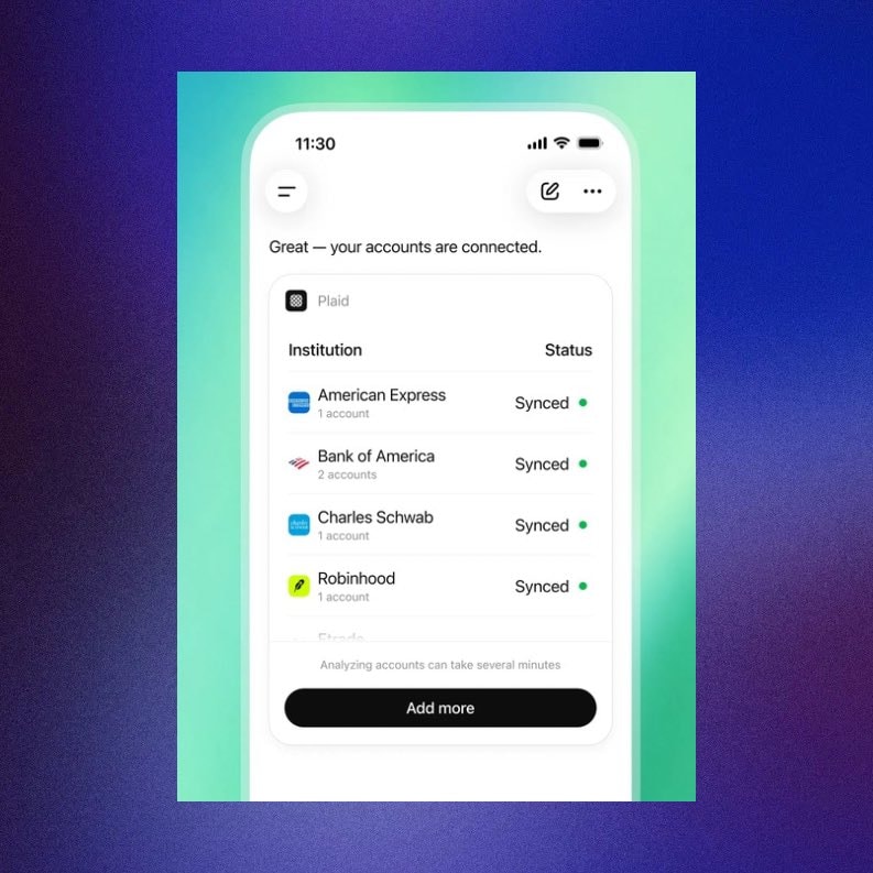 OpenAI ChatGPT Plaid Bank Connection (photo 2 of 2)
