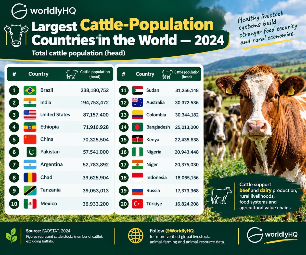 Global Cattle Population Rankings 2024