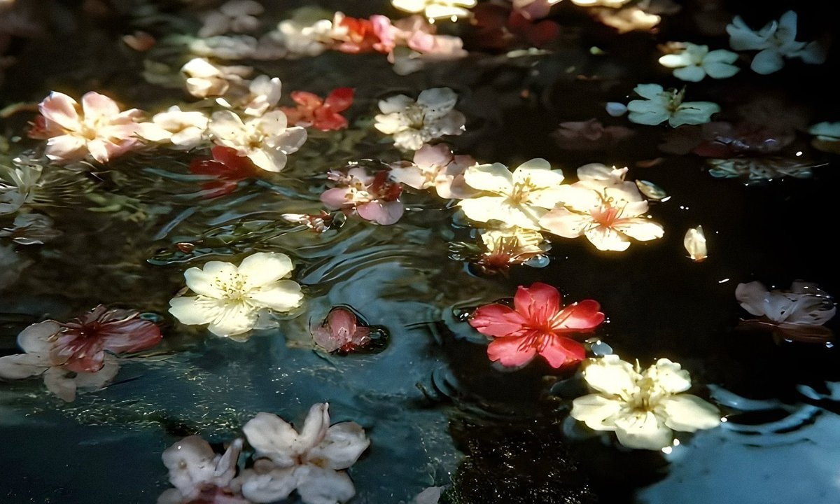 cherry blossoms on water (photo 4 of 4)