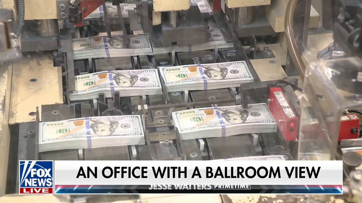 Treasury printing currency with Trump signature