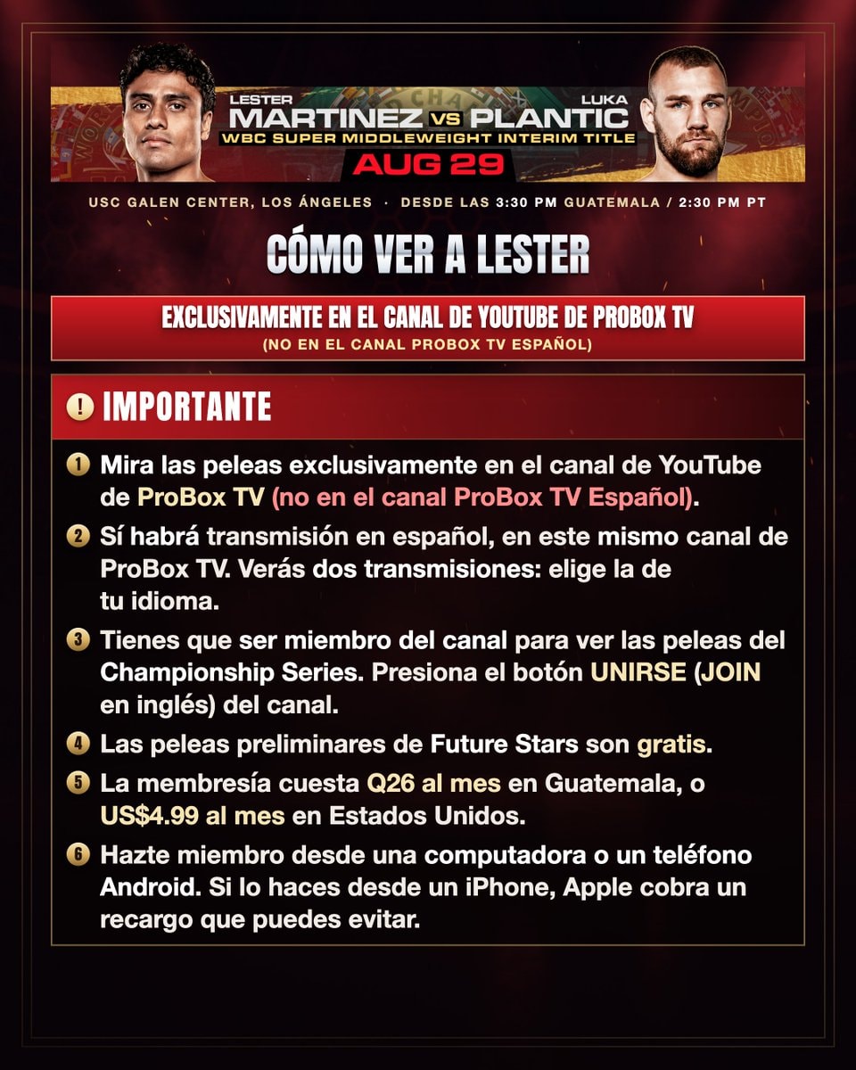 Lester Martinez vs Luka Plantic Aug 29