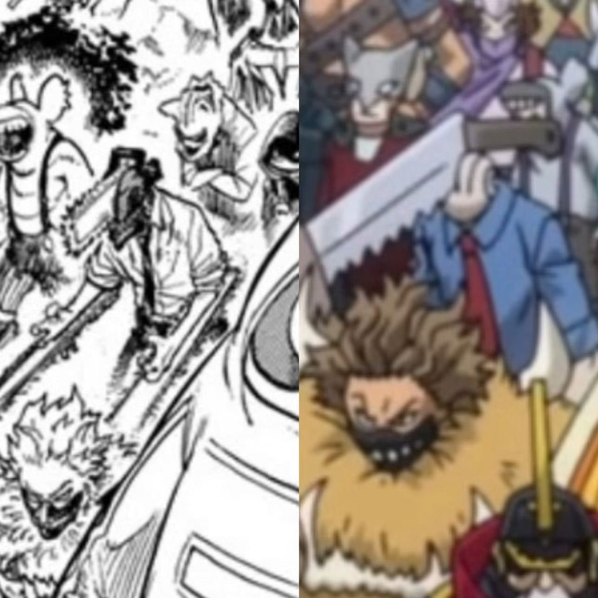 Anime split panel reaction