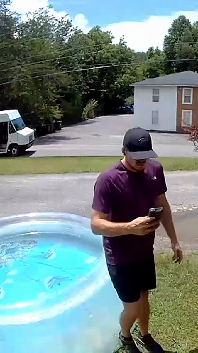 FedEx driver falls into pool