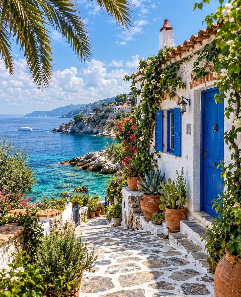 white house coastal scene