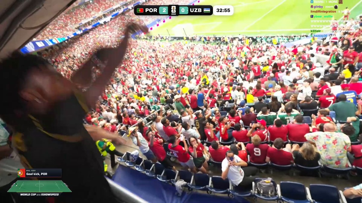 IShowSpeed Portugal vs Uzbekistan World Cup wave