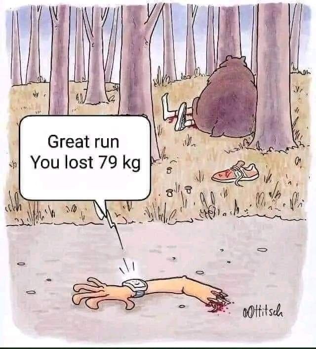 Bear eats runner cartoon