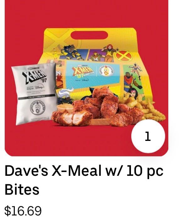 Dave's Hot Chicken X-Men meal $16.69 (photo 1 of 2)