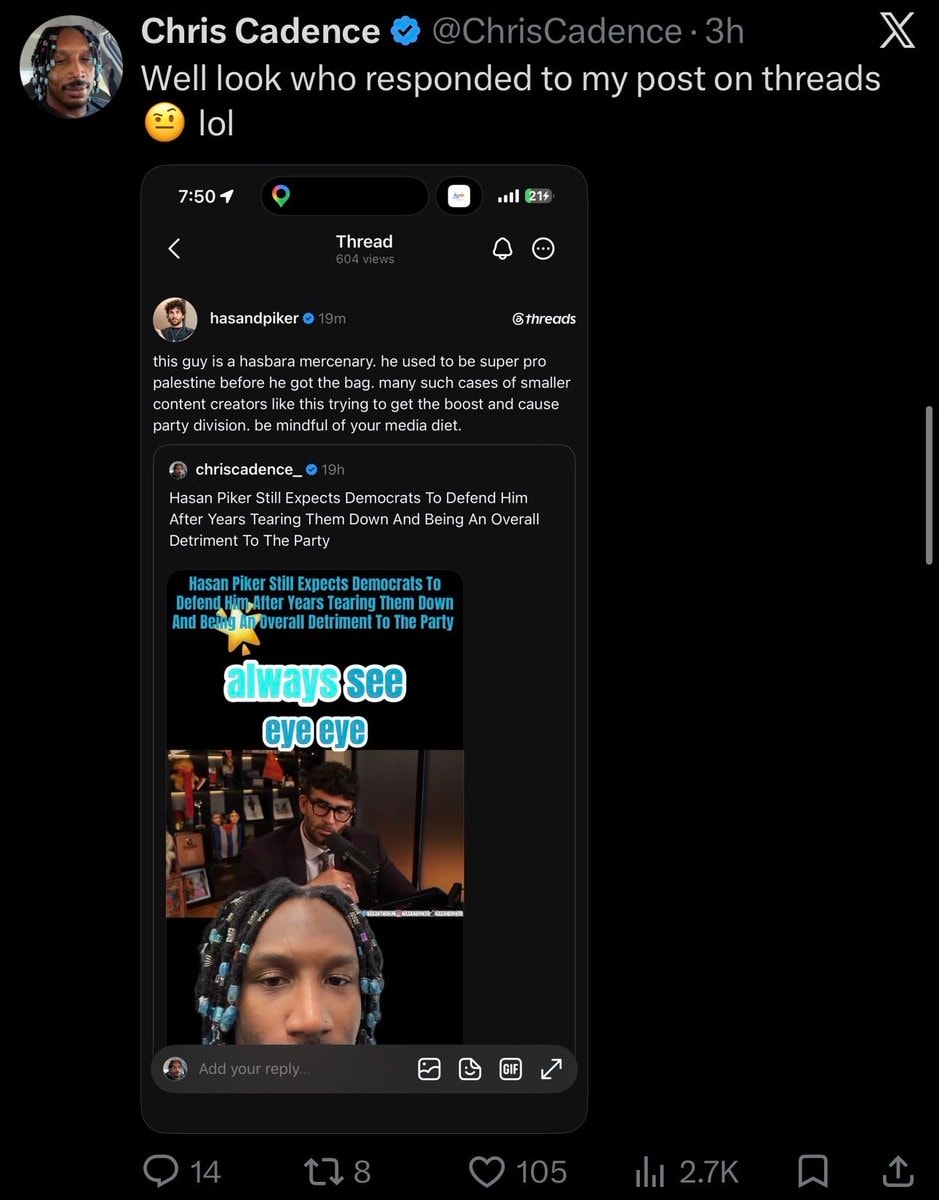 Destiny Steven Bonnell II Threads roast (photo 2 of 2)