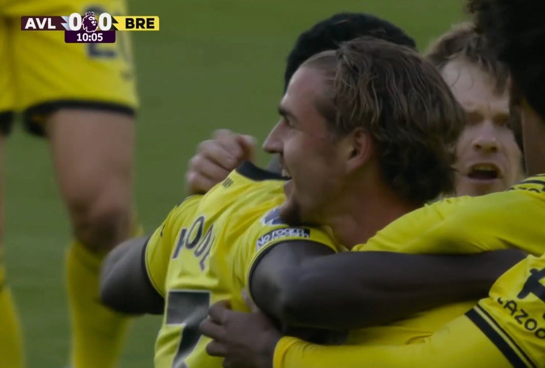 Yarmoliuk goal Brentford vs Aston Villa