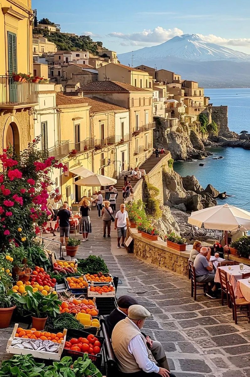 Sicily coastal town view