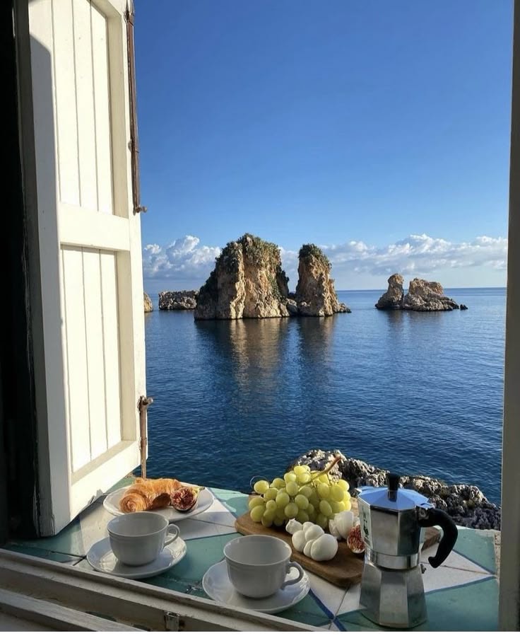 Sicily Italy seaside breakfast