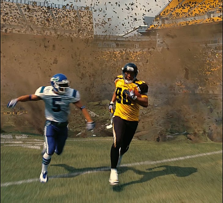 football players stadium moment