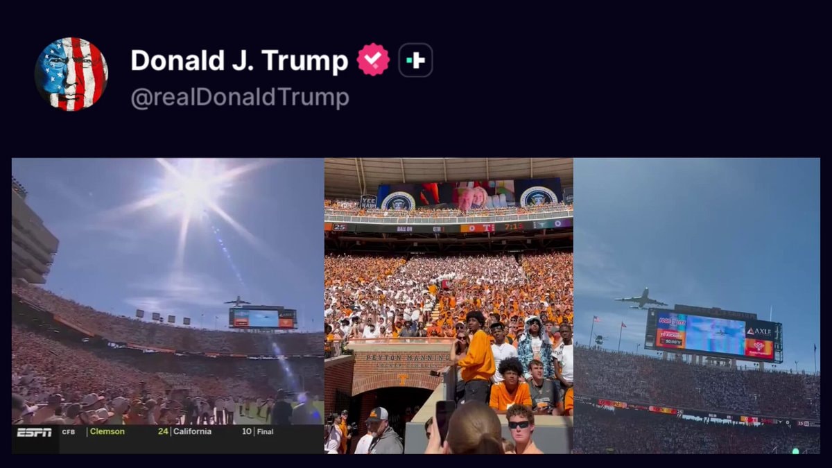 Trump Neyland Stadium flyover Texas-Tennessee
