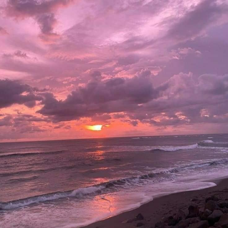 Pink sky sunset beach