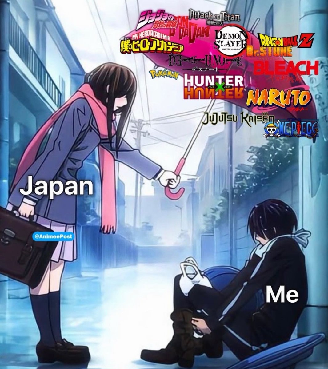 Anime umbrella meme Japan Me