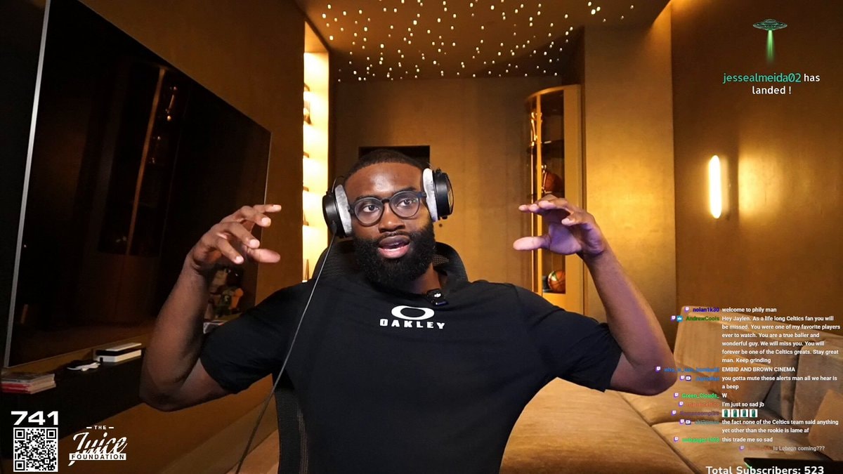 Jaylen Brown Twitch reaction to Sixers trade