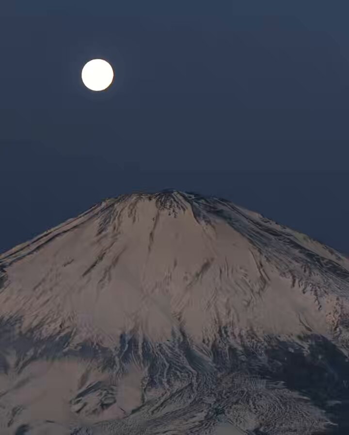 Mount Fuji sunset pearl moon