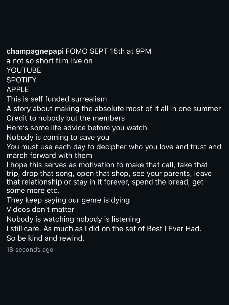 Drake FOMO IG Post (photo 2 of 2)